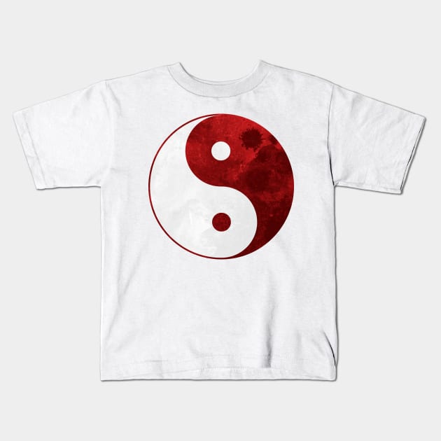Red Yin Yang Symbol Kids T-Shirt by Rebellion10